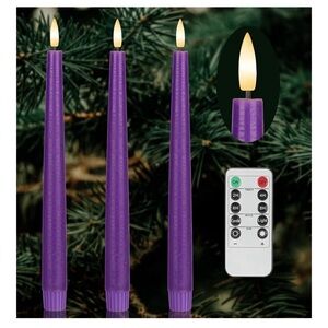 Purple LED Taper Candles with Remote (B5)